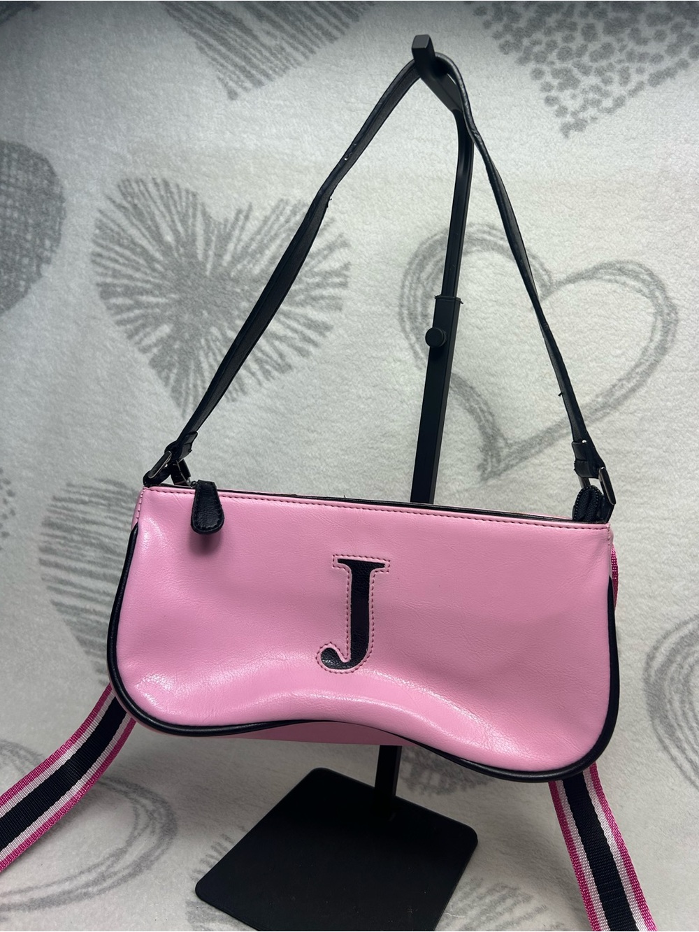 Y2K 90’s Pink And Black Cheerleader Preppy J Shoulder Bag